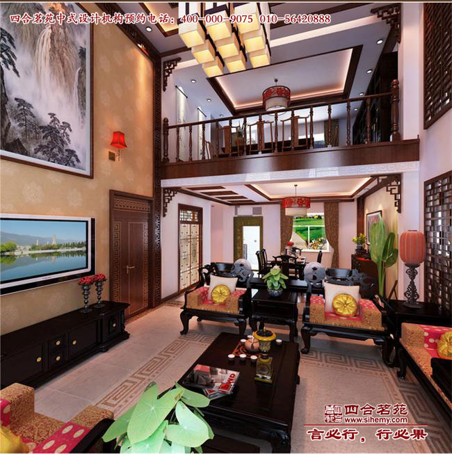 別墅客廳設計1 中式別墅設計角度一