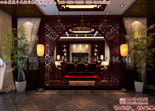 中式別墅戶型設計之客廳效果圖