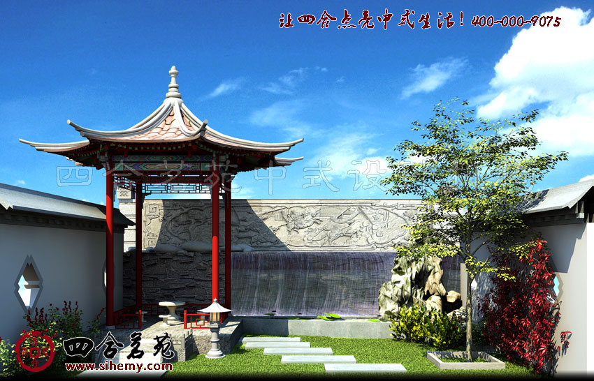 不同的中式元素在庭院中的運用 新中式獨立別墅設計